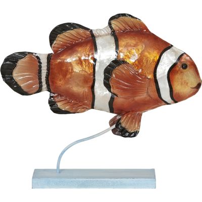 Capiz & Metal Art Clownfish on Stand Orange/White 8.5x10x3"