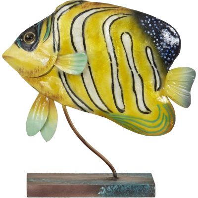 Capiz & Metal Art Royal Angelfish on Stand Yellow/White 8x8x3"