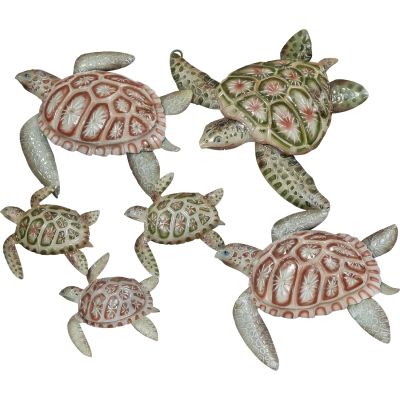 Capiz & Metal Bale of Mixed Turtles Wall Art Beige/Green 19.5x22.5x3"