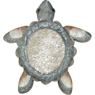 Capiz & Metal Ruffled Sea Turtle Wall Art Beige/Light Green 21x20x3"