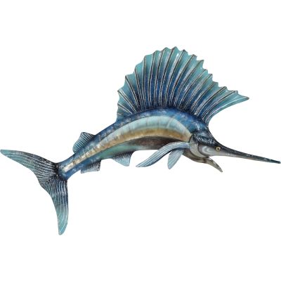 Capiz & Metal Swordfish Wall Art Blue/Beige 14.5x24x0.5"