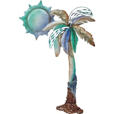 Capiz & Metal Palmetto Palm with Sun Wall Art 12x19x1"