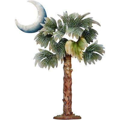 Capiz & Metal Palmetto Palm with Moon Wall Art 13.5x16.75x1.5"