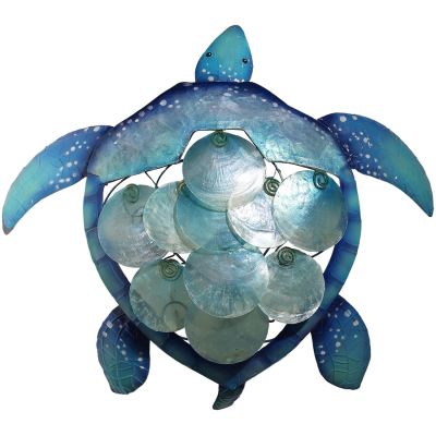 Capiz & Metal Seafoam Turtle Wall Art 16.5x16" 