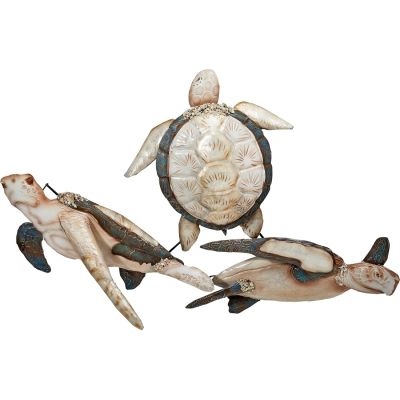 Capiz & Metal Beach Turtle Trio Wall Art 30x20" 