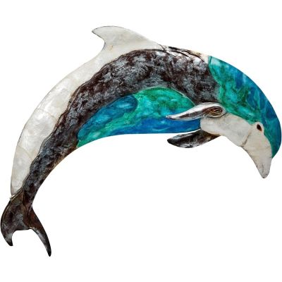 Capiz & Metal Blue Gem Dolphin Wall Art 11x15.5" 