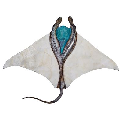 Capiz & Metal Blue Gem Stingray Wall Art 15x11.5" 
