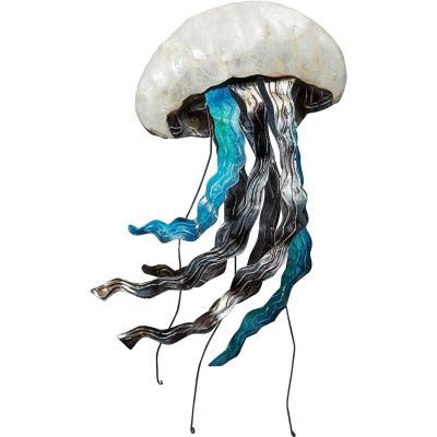 Capiz & Metal Blue Gem Jellyfish Wall Art 11x15.5" 
