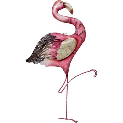 Capiz & Metal Pink Flamingo Wall Art 11x8" 