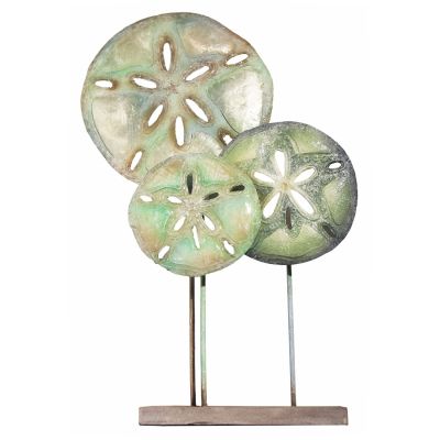 Capiz & Metal Sealife Sand Dollar on Stand 10x15" 