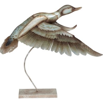 Capiz & Metal Flying Duck on Stand Beige/Brown 14x13x3"