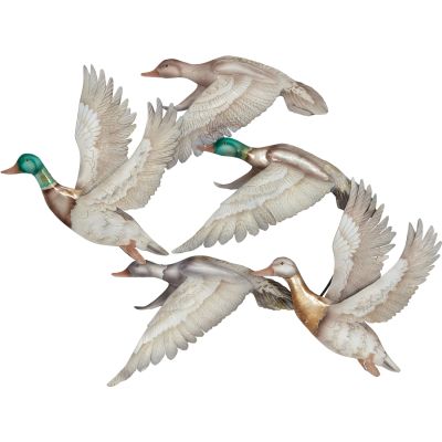 Capiz & Metal Five Flying Ducks Wall Art Beige/Brown 24x30x2"