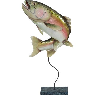 Capiz & Metal Rainbow Trout on Stand Beige/Green 17x9x4"
