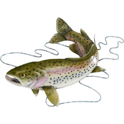 Capiz & Metal Riverstream Rainbow Trout Wall Art Green/Beige 13x18x2"