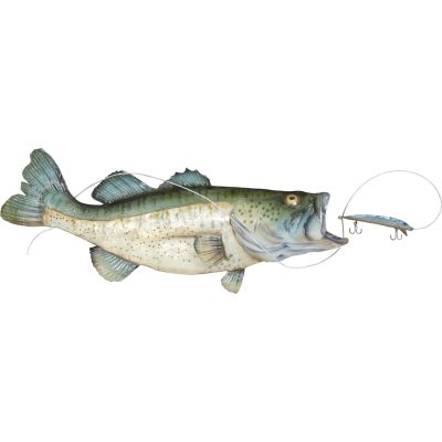 Capiz & Metal Bass Fish with Lure Wall Art Beige/Green 25x7.25x2"