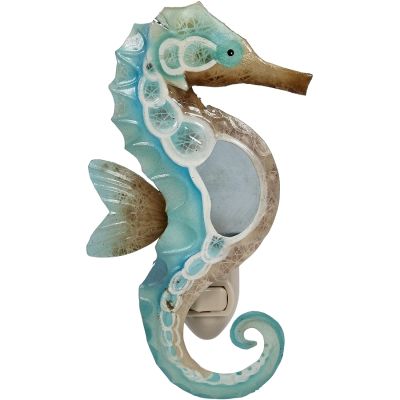 Seahorse Metal & Capiz LED Night Light 7"