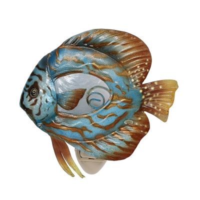 Discus Fish Metal & Capiz LED Night Light 5"