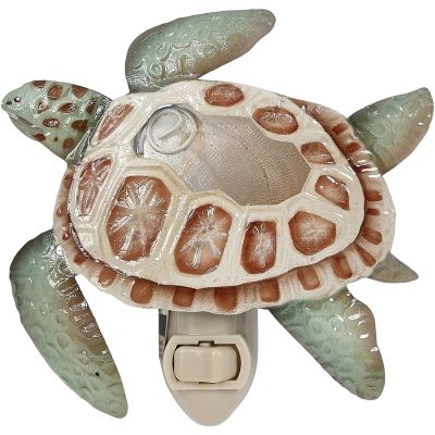 Loggerhead Turtle Metal & Capiz LED Night Light 5"