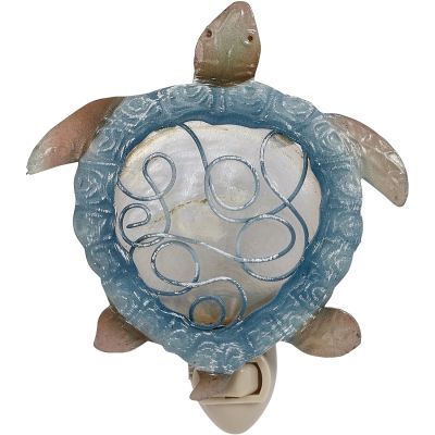 Sea Turtle Metal & Capiz LED Night Light 5.5"