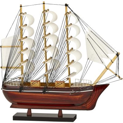 Wooden Sailing Ship Model with White Sails 10" (ship is assembled)