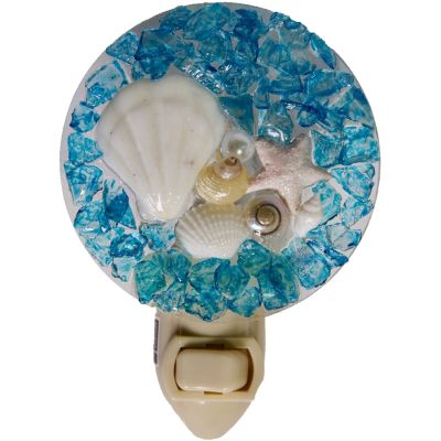 Deep Blue Seashell Round Boxed LED Night Light