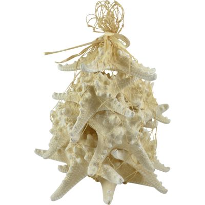 Twelve White Knobby Starfish in Abaca Net Bag 4-6" (Set of 12)