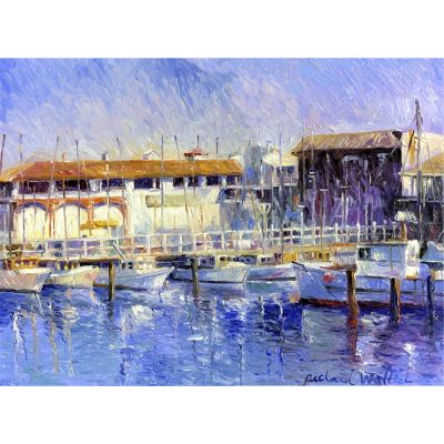 R. Wallich "Fisherman's Wharf" Print on Canvas 12x12"