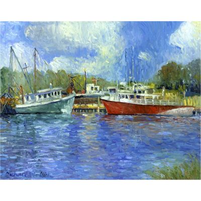 R. Wallich "Wickford Boats" Print on Canvas 12x12"