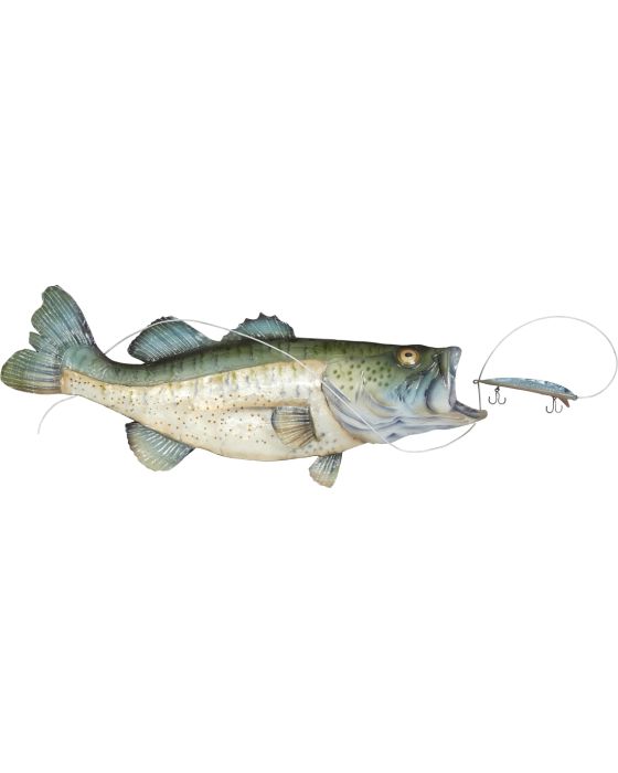 Capiz & Metal Bass Fish with Lure Wall Art Beige/Green 25x7.25x2